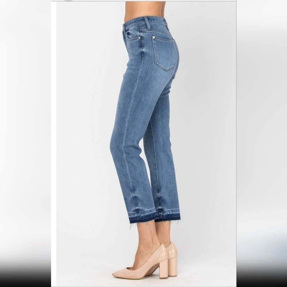 Judy Blue High Waist Boyfriend Jeans Thermadenim Undone Hem Womens size 15/32β - Picture 4 of 16